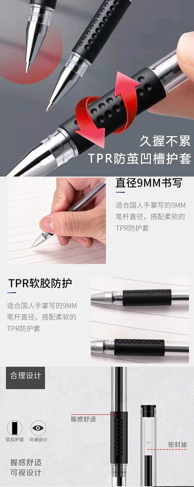 European standard carbon gel pen, business signature, 0.5mm black bullet pen, marker pen, office stationery supplies pic 4