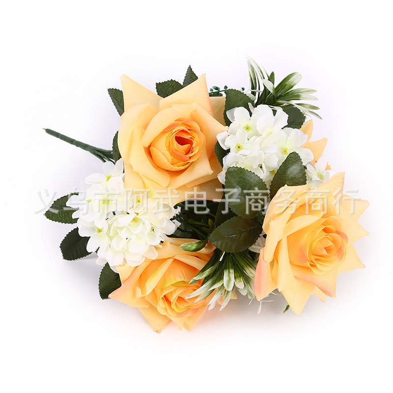 Source Wedding Home interior soft decoration flower arrangement flower bouquet wholesale 10-pronged rolled rose pic 3