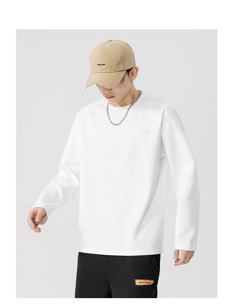 鲲海鹏云基础长袖T恤男秋冬宽松圆领内搭上衣潮流休闲男士打底衫详情23