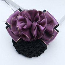 Professional hairpin, hair net, gold-edge bow, hair accessory, postal mobile headwear, nurse, work, hotel hairpin pic 1