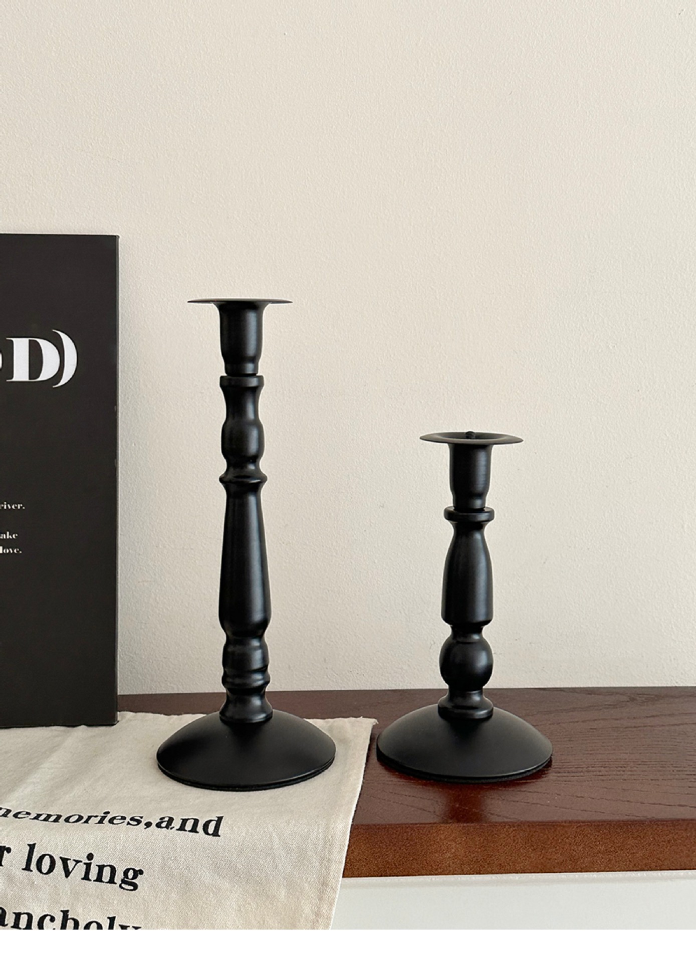 Cross-border ins American retro black iron candlestick for dining table atmosphere decoration, Roman column long candlestick pic 13