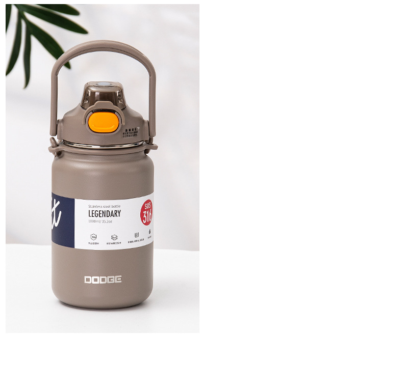 1000ML Dodge Hiking Double-drinking thermos, 316 stainless steel, large-capacity portable thermos for both men and women that can be carried diagonally pic 10