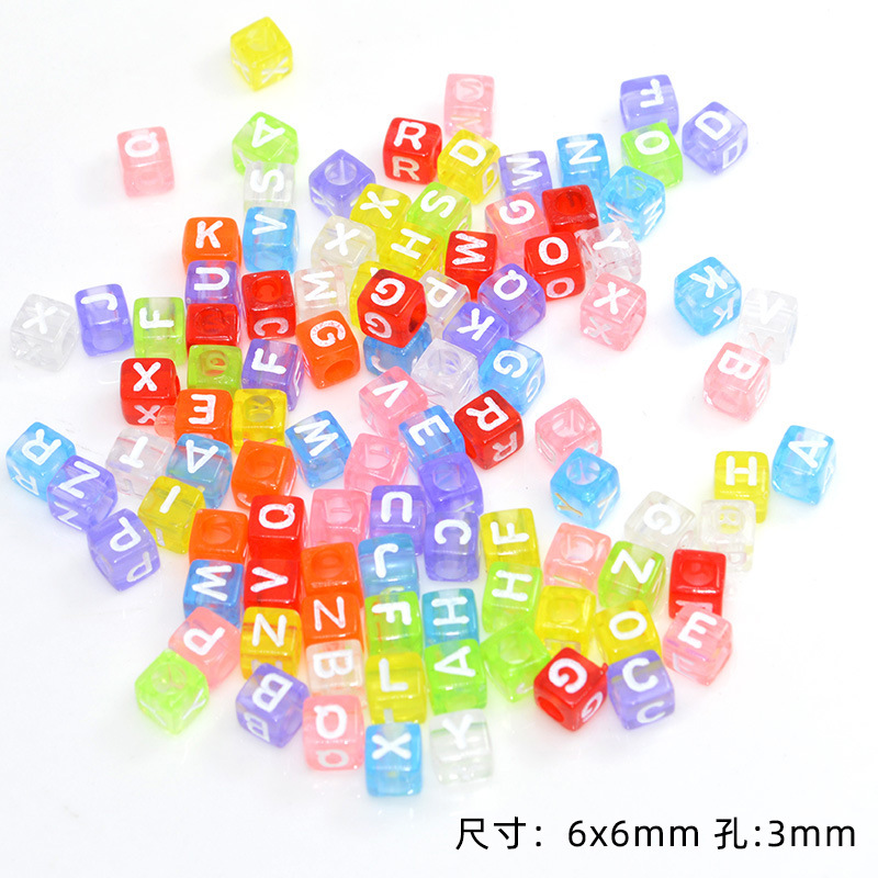 100颗/包亚克力彩色英文字母珠透明糖果色扁圆散珠diy手串珠材料详情3