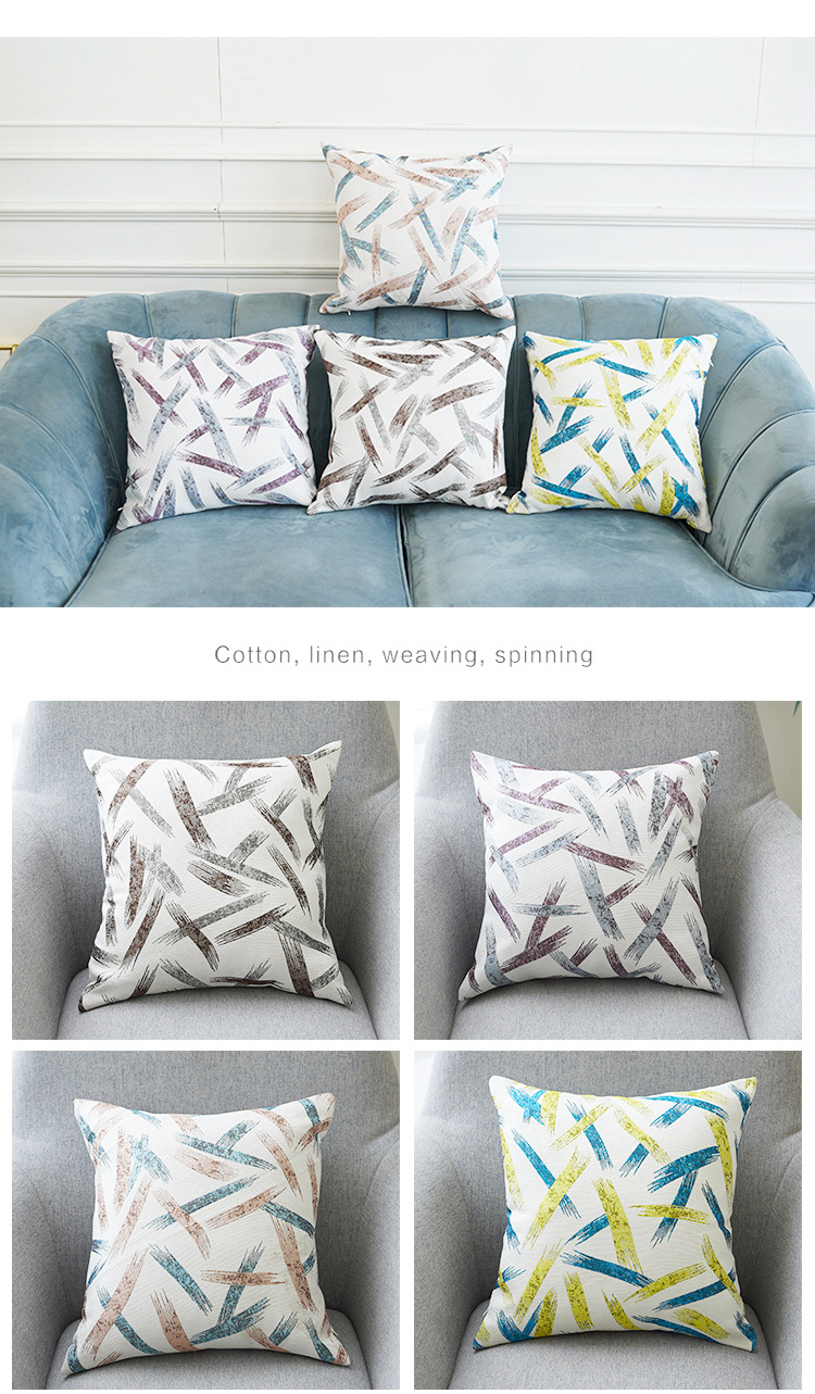 Linen striped double-sided pillowcase, bed backrest, car office cushion cover, sofa backrest cushion, headrest pic 17