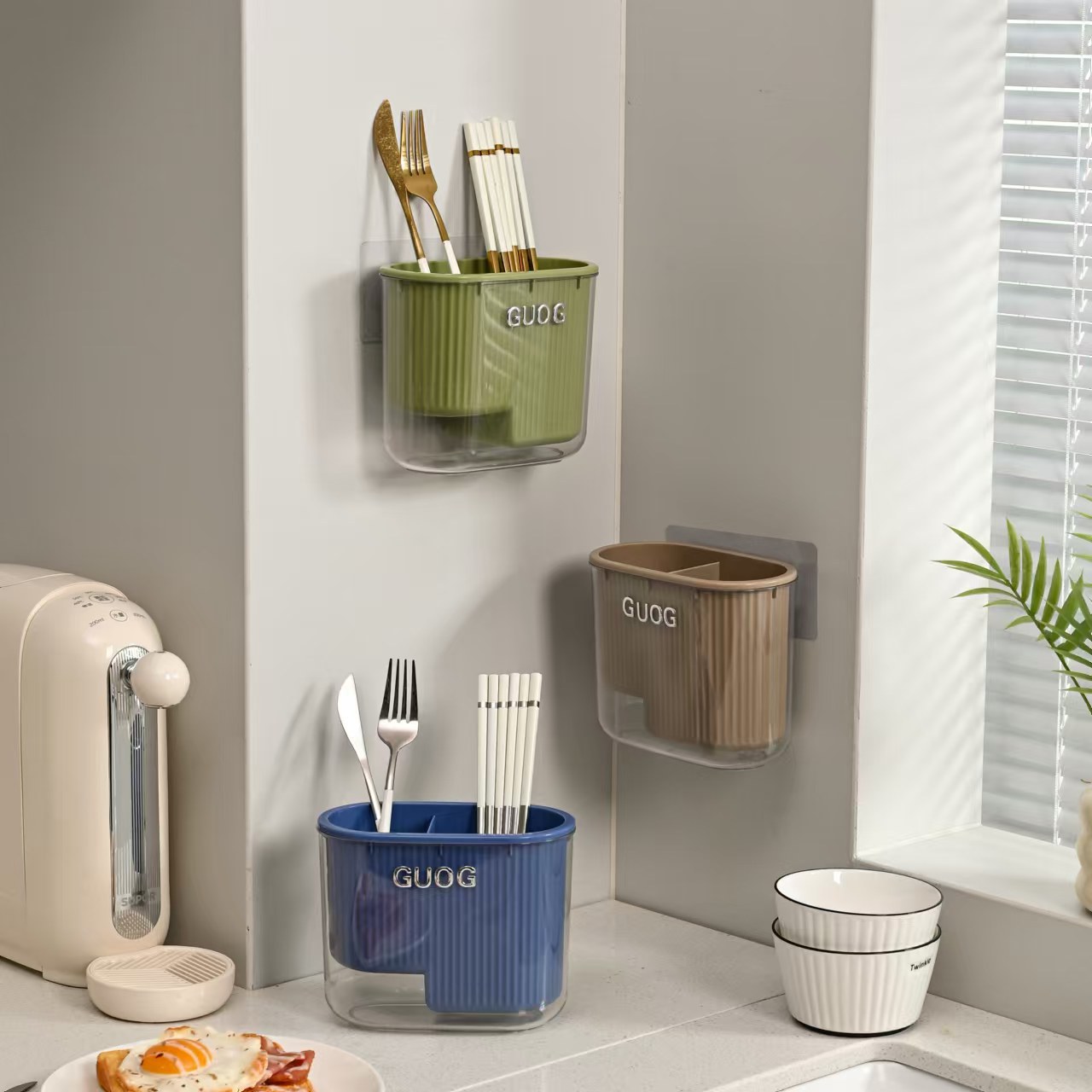 Cream-style storage rack, chopstick cage, chopstick basket, household multi-functional spoon storage, kitchen draining, chopstick holder, storage box pic 3