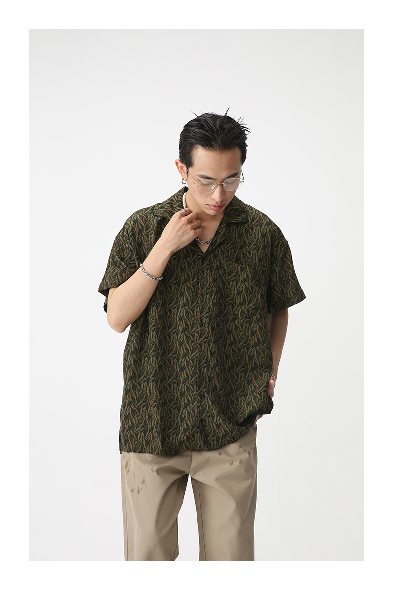 MTLCLOTHES男装|2023夏款新品复古碎花韩版宽松休闲短袖衬衣详情14