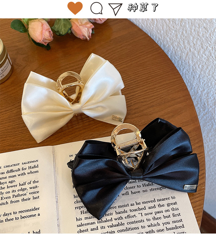 韩式双面蝴蝶结抓夹气质黑色发夹高级感鲨鱼夹秋冬发卡头饰卡子详情5