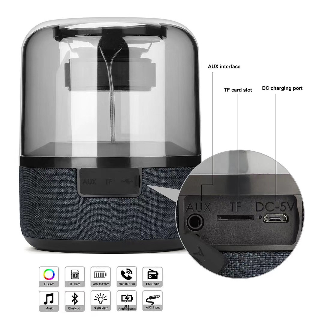 JY02 Seven-color Glass Bluetooth speaker, surround sound, high volume, high sound quality, luminous and colorful small speaker, wireless subwoofer pic 2