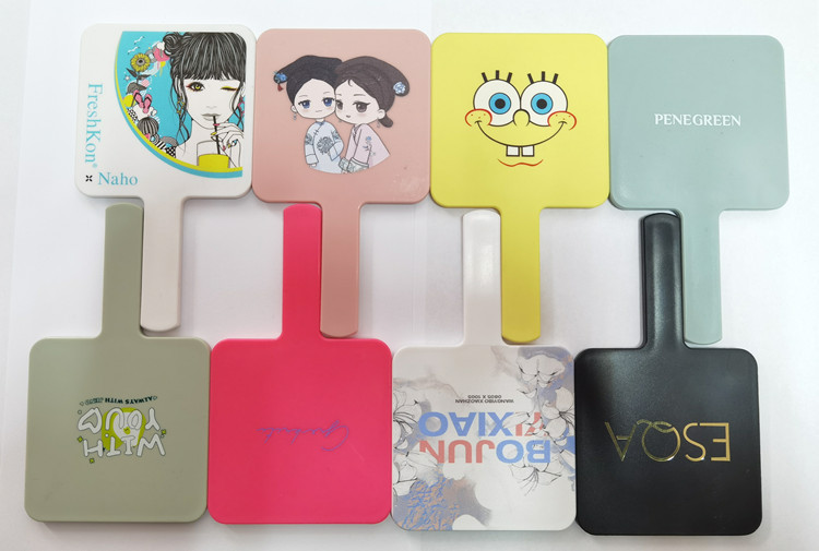 Handheld square mirror advertising creative square makeup mirror DIY portable high-definition handle mirror making logo wholesale mirror pic 17