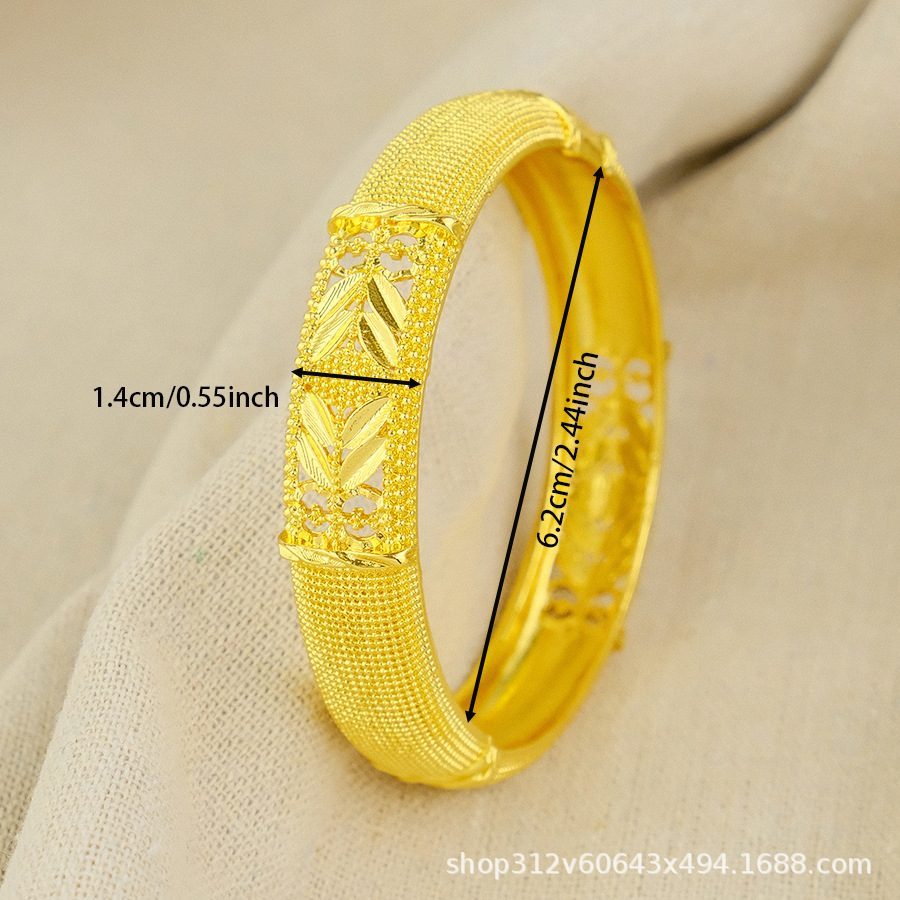 Cross-border Dubai women's 24K gold-plated hollowed-out bracelet, Indian Arab bride wedding jewelry gold bracelet wholesale pic 14