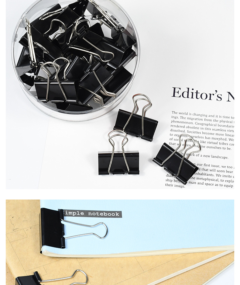Weibo Office Stationery Wholesale 32mm small clip, bill planner, long tail clip, iron metal dovetail clip pic 6
