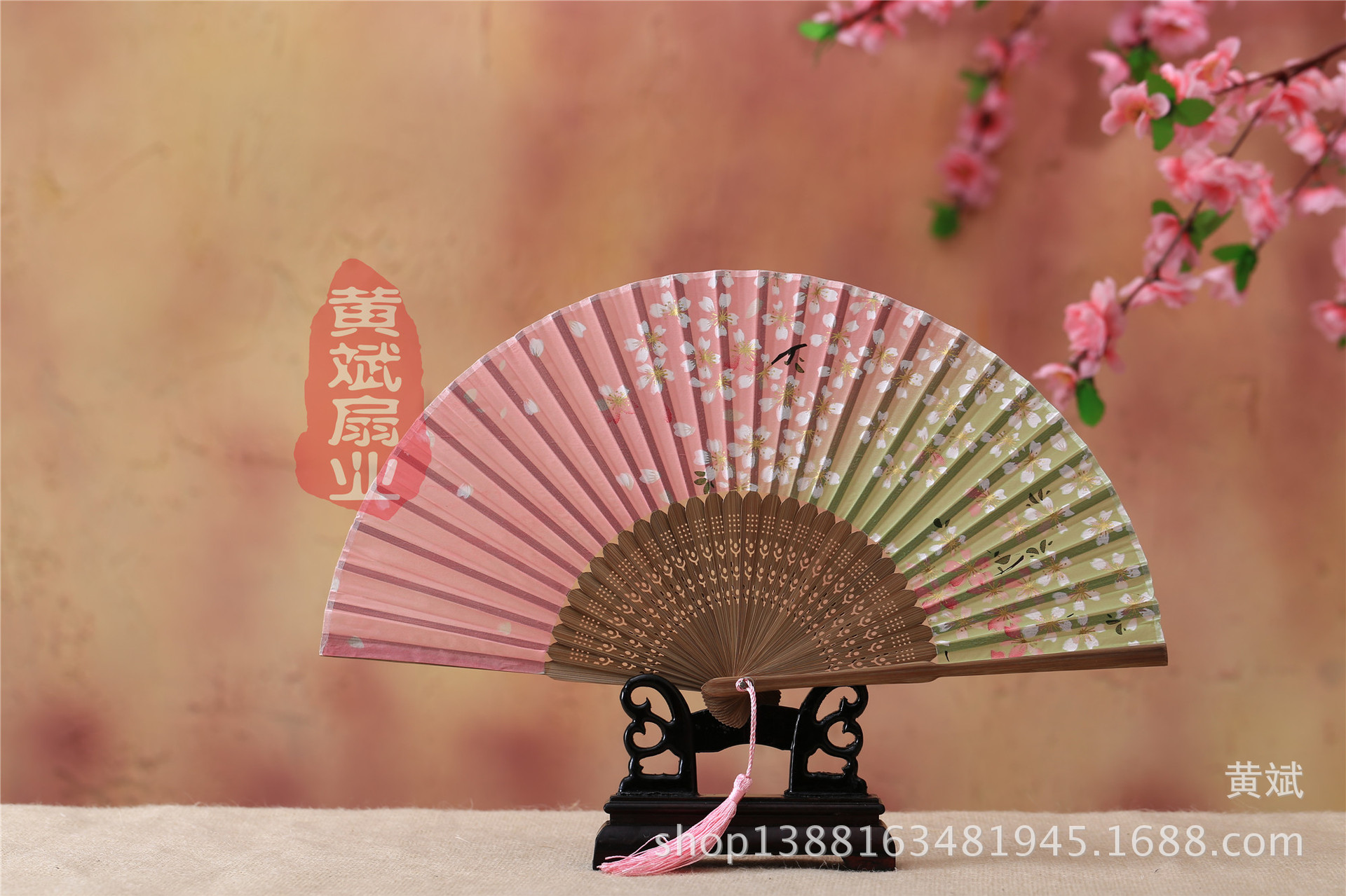 古风古典礼品真丝竹扇子日式和风扇樱花扇 折扇批发 舞蹈道具扇详情7