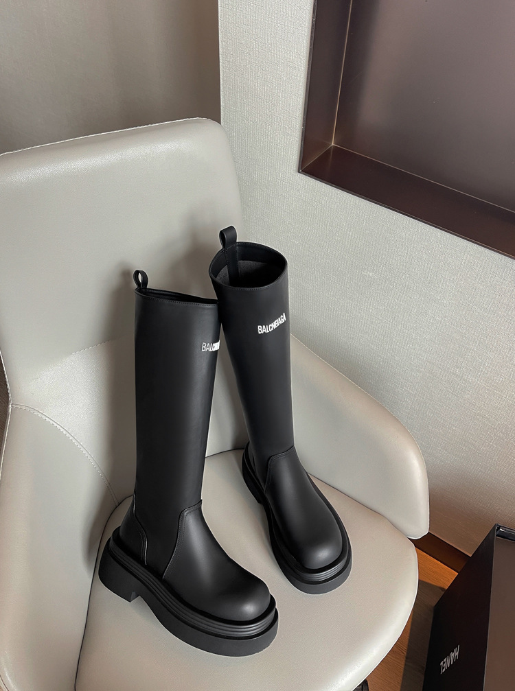 巴黎同款~真皮马丁靴女英伦风2023秋冬季黑色厚底粗跟炸街短靴子详情10