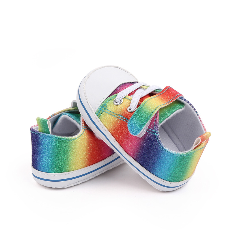 New colored canvas baby shoes with anti-slip soft soles and glitter pink for toddlers aged 0-1, wholesale 2790 pic 6