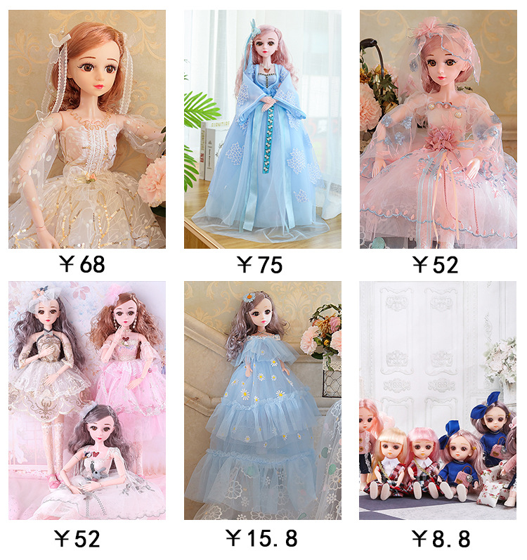 夏款仿真女孩可换装6寸13关节娃娃公仔公主摆件摆摊礼品厂家直销详情1