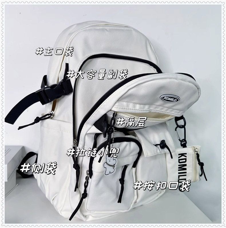 韩版ins百搭工装风书包女学生大容量日系双肩包旅行背包男详情5