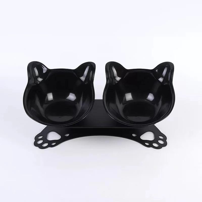 Pet cat and dog food bowl, cat ear and neck guard double bowl, tilted cat and dog food bowl, cat paw bottom double bowl manufacturer wholesale pic 11