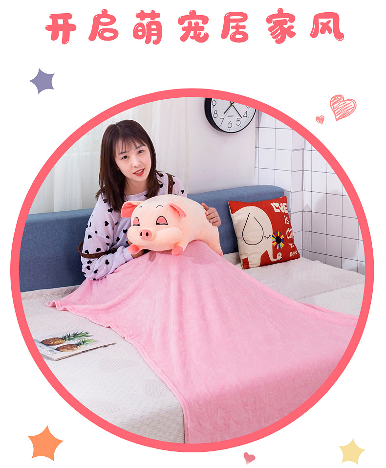 New cartoon animal throw pillow, two-in-one pig doll, air-conditioned blanket, birthday gift for the event, one-piece delivery pic 3