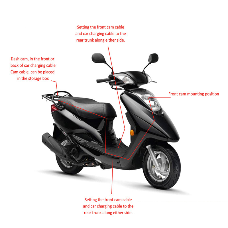 High-definition motorcycle dashcam, dual-lens dual-recording hidden driving recorder for front and rear of motorcycles and electric vehicles pic 10