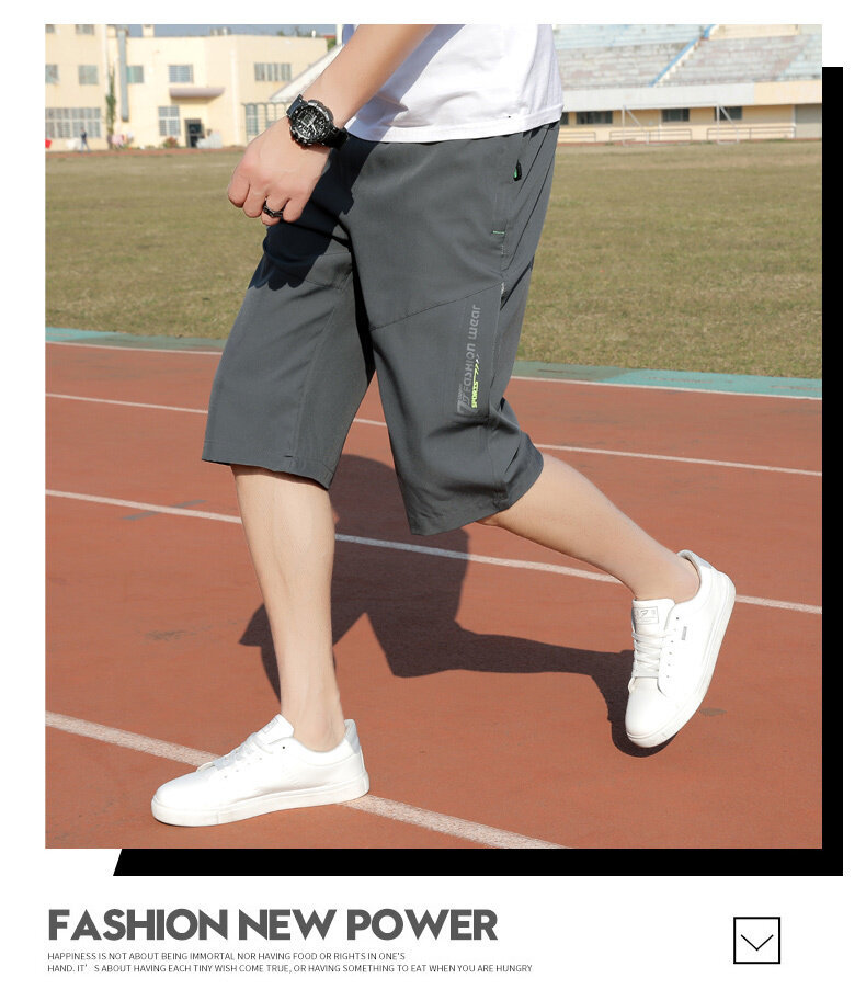 夏季休闲运动大码七分裤男士短裤速干沙滩裤男冰丝裤子宽松五分裤详情18