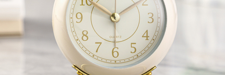 跨境热卖 创意闹钟圆环底座复古床头座钟静音带夜灯学生风闹钟详情10