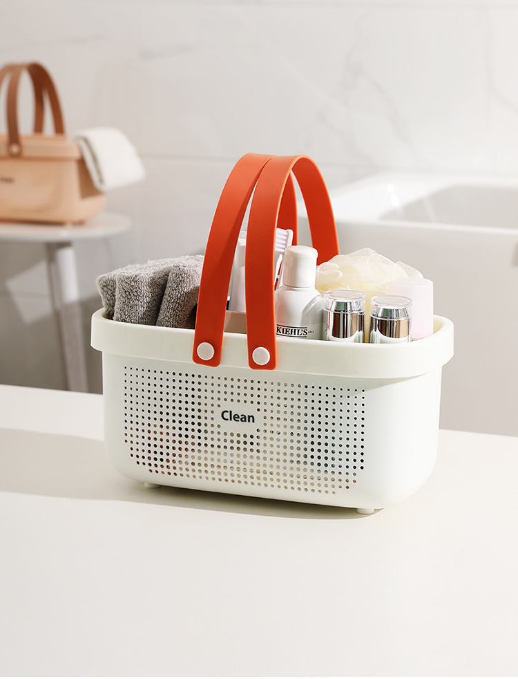Household hand-held bath basket, shower basket, washbasin basket, hand-held bathroom basket, large-capacity storage, simple bathing and washing hanging basket pic 14