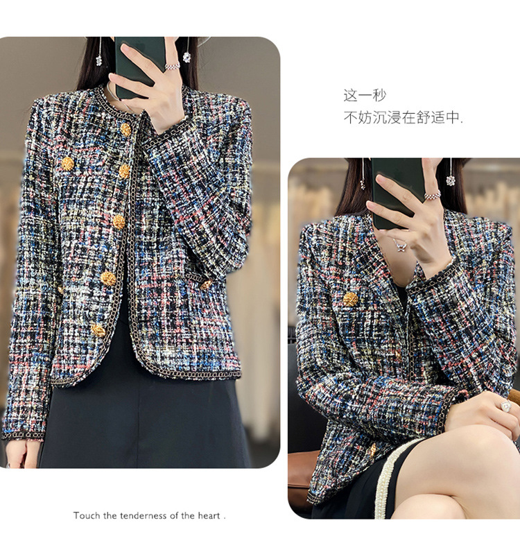 2023 High-end long-sleeved woolen coat for women, spring and autumn, elegant and stylish, round-neck top, French chanel-style short coat pic 16