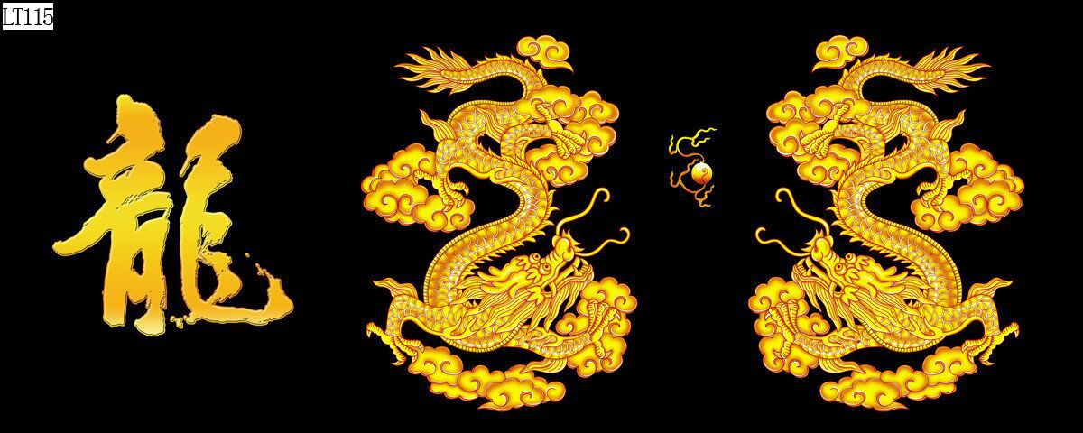 Fish tank aquarium decorative landscape background painting, pp material without glue, dragon background painting, two dragons playing with a pearl, dragon Roaming the world painting pic 15