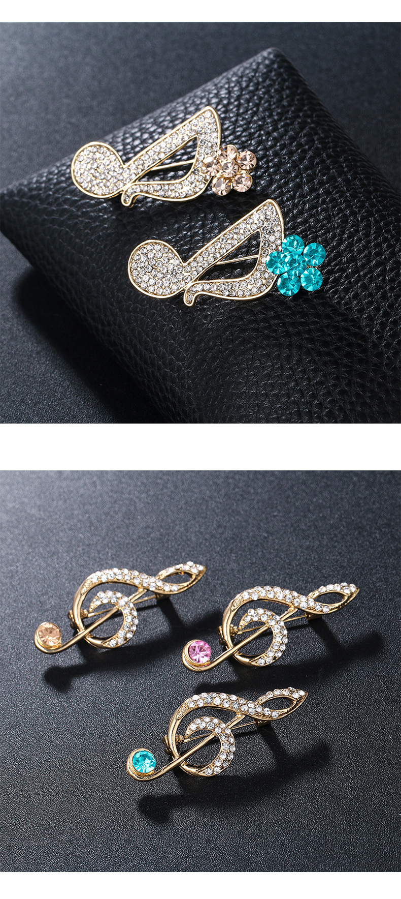 韩版时尚高档奢华胸针创意款音符胸花服饰别针服饰配饰女音乐符号详情10