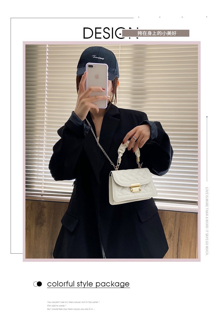 2024秋季新款时尚链条包包女斜挎包小方包简约菱格腋下包单肩包详情11