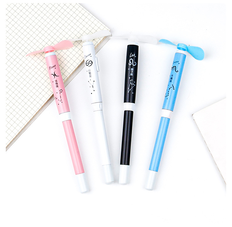 Creative shaped electric small fan constellation gel pen, black 0.5mm signature pen, student exam office pen pic 11