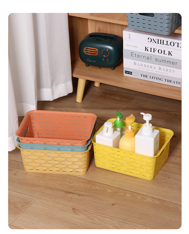 Wholesale of anti-willow woven baskets, plastic storage baskets, office stationery, cosmetics and medicine storage baskets in stock. Can be printed with L pic 9