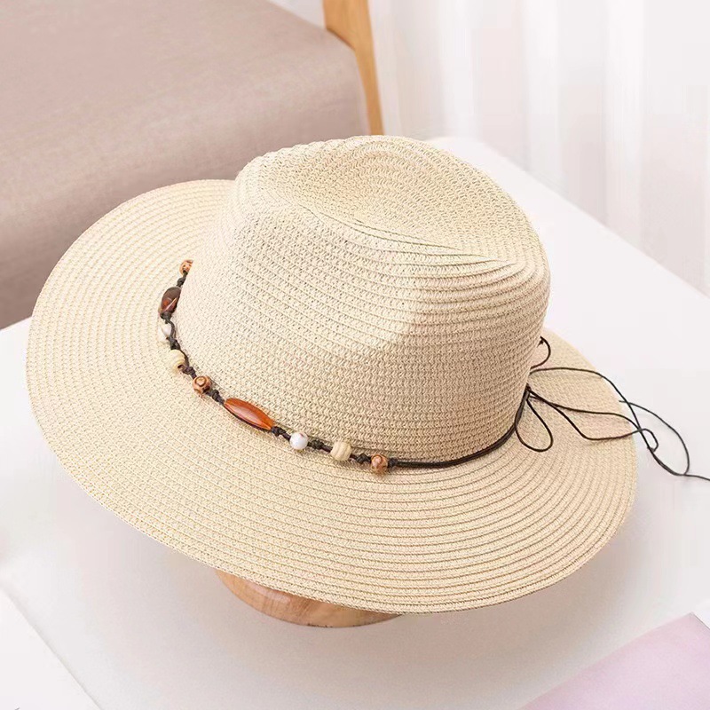 Customized breathable straw woven Panama jazz hats from Europe and America, beach vacation sun protection and shade beach hats, straw hats pic 11