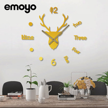 现代简约透明亚克力创意悬浮挂钟 客厅木质装饰时钟北欧静音壁钟详情9