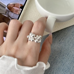 s925纯银镂空花朵戒指女ins小众设计仙气法式甜美蕾丝开口戒指环详情17