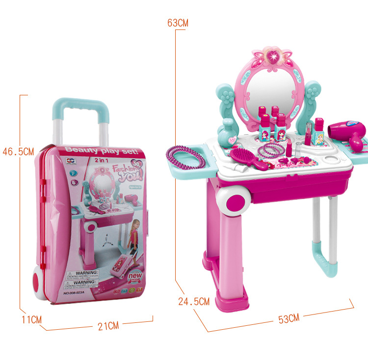 儿童益智仿真女孩过家家拉杆旅行箱系列厨房化妆工具收纳箱详情20