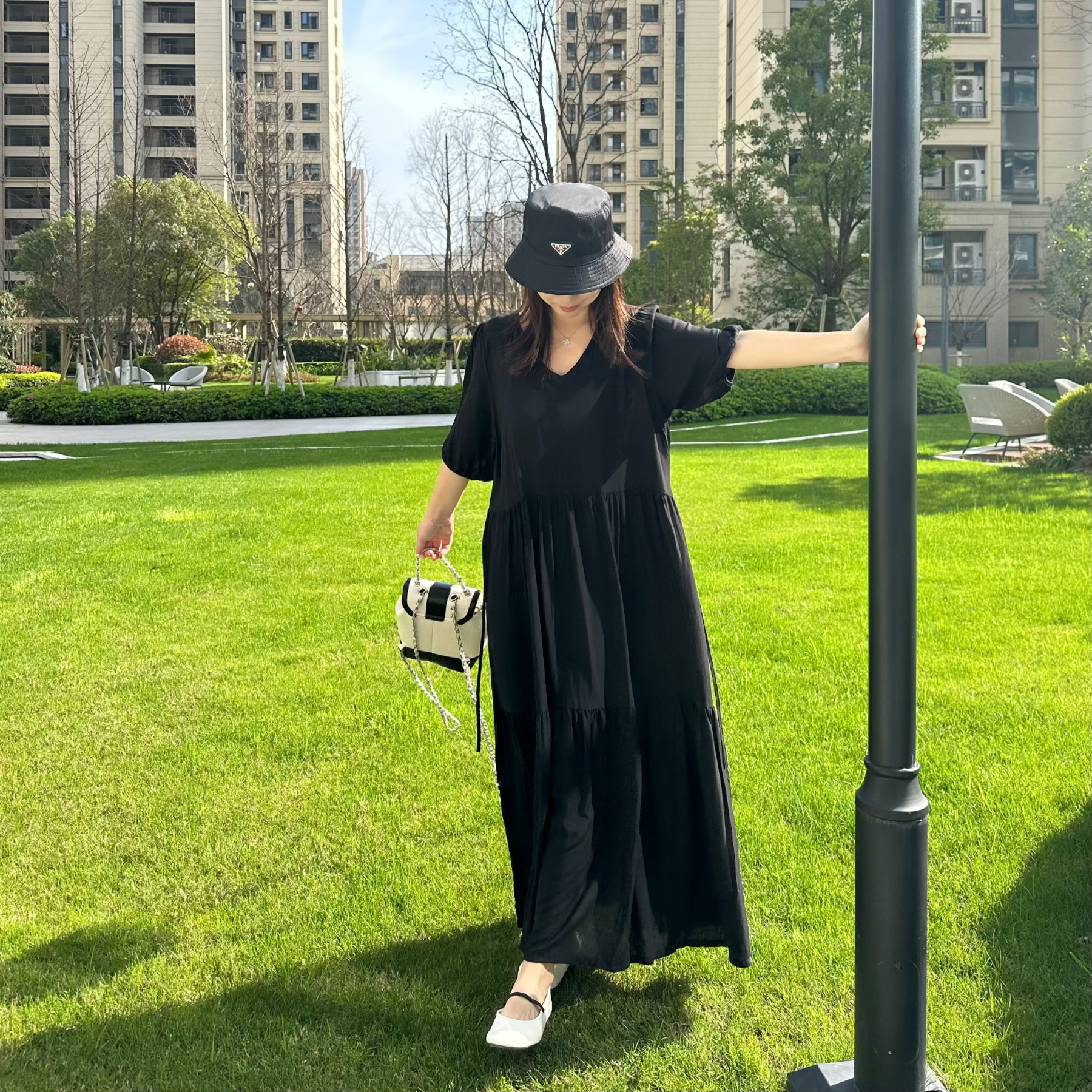 【腰封口袋裙】显瘦棉绸连衣裙法式高级女春夏宽松中长款温柔气质详情7