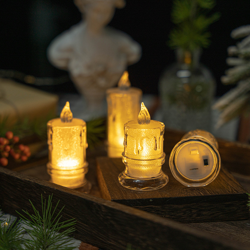New transparent teardrop-shaped base simulation LED electronic candle, InS-style luminous creative birthday decoration night light pic 24