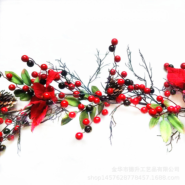 Desheng Factory supplies hotel and shopping mall scene decoration, Christmas hanging ornaments, decorative items, red fruits, Christmas flowers and rattan DIY pic 9
