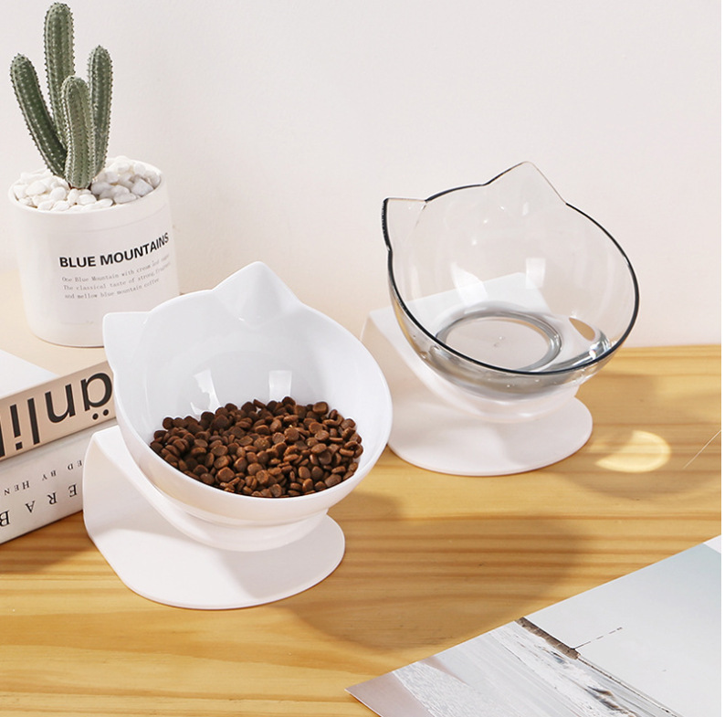 New slanted CAT BOWL, cat food bowl, cat ear bowl, slanted transparent single bowl, cat bowl, pet bowl in stock for wholesale pic 1