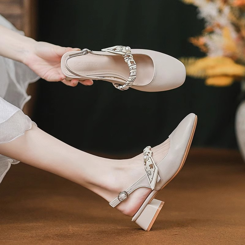 粗跟仙女风法式玛丽珍包头凉鞋女士夏季外穿配裙子2024新款晚晚鞋详情2