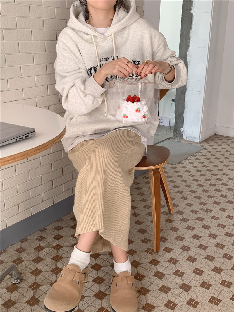 Letter-printed pullover with fleece hooded sweatshirt for women 2023 autumn/Winter new style Korean loose and versatile long-sleeved top pic 23