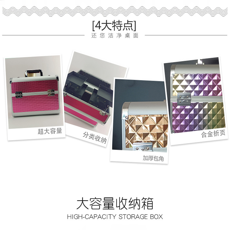 Manufacturer wholesale portable beauty, hairdressing, tattoo, hand-held aluminum alloy nail cases and makeup cases specially designed for home makeup artists pic 7