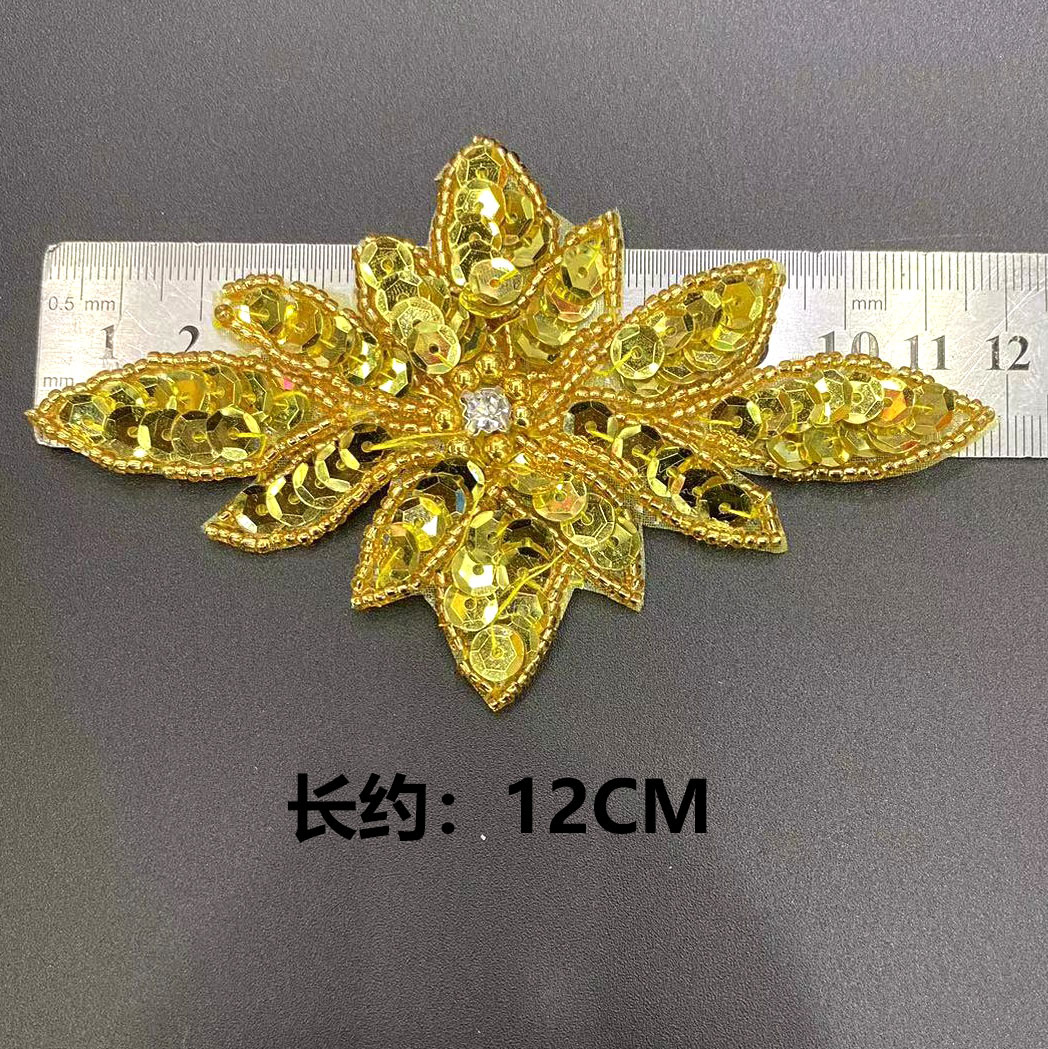 Estilo europeo y americano dorado lentejuelas accesorios accesorios de pelo hechos a mano con cuentas zapatos y sombreros accesorios de ropa venta directa de fábrica al por mayor pic 8
