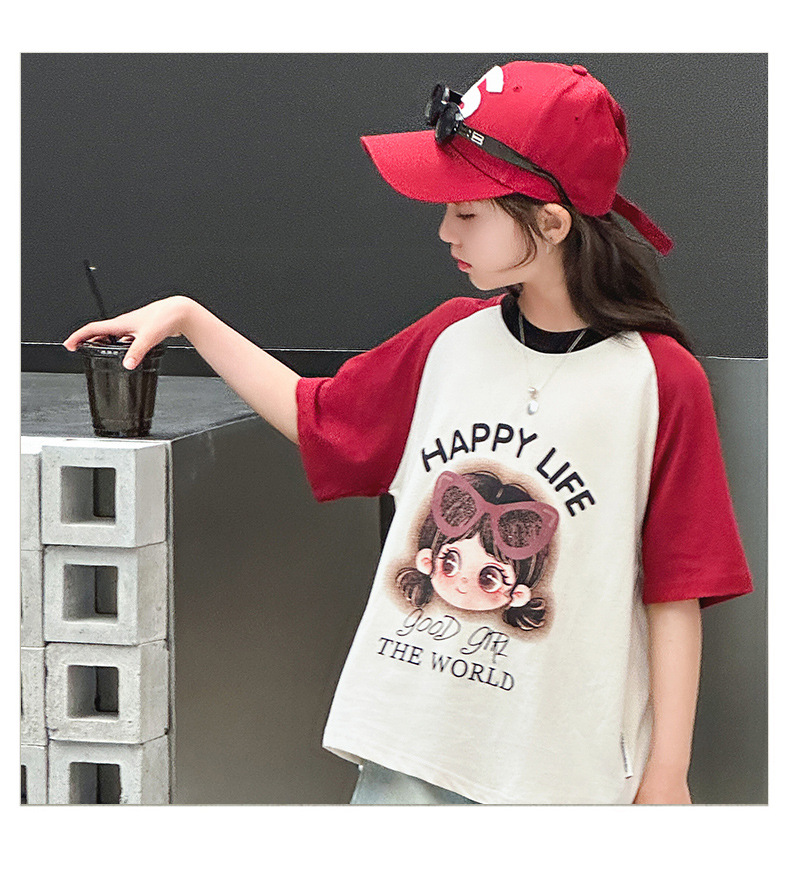 女童卡通T恤夏季2024新款女儿童纯棉上衣夏款中大童薄款短袖体恤详情10