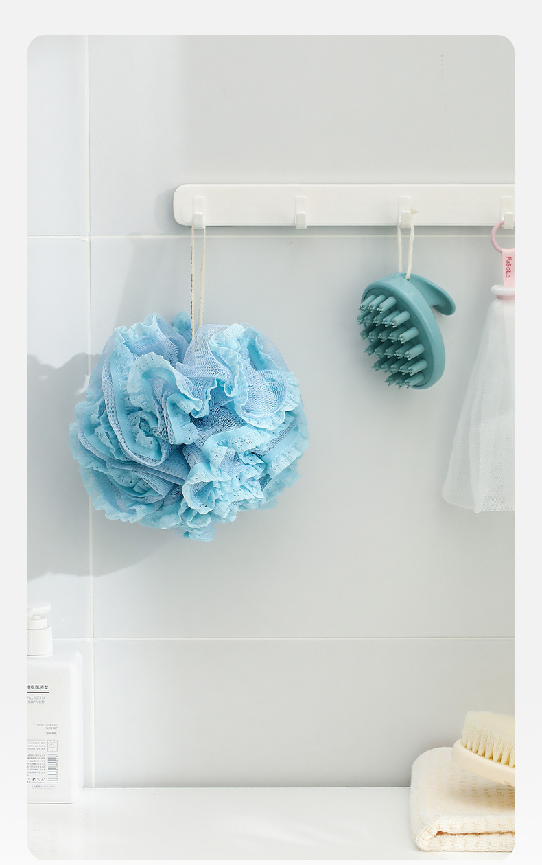 FaSoLa Home lace-trimmed bath balls for bathroom skin cleaning honeycomb bath flowers soft PE mesh bath balls pic 16