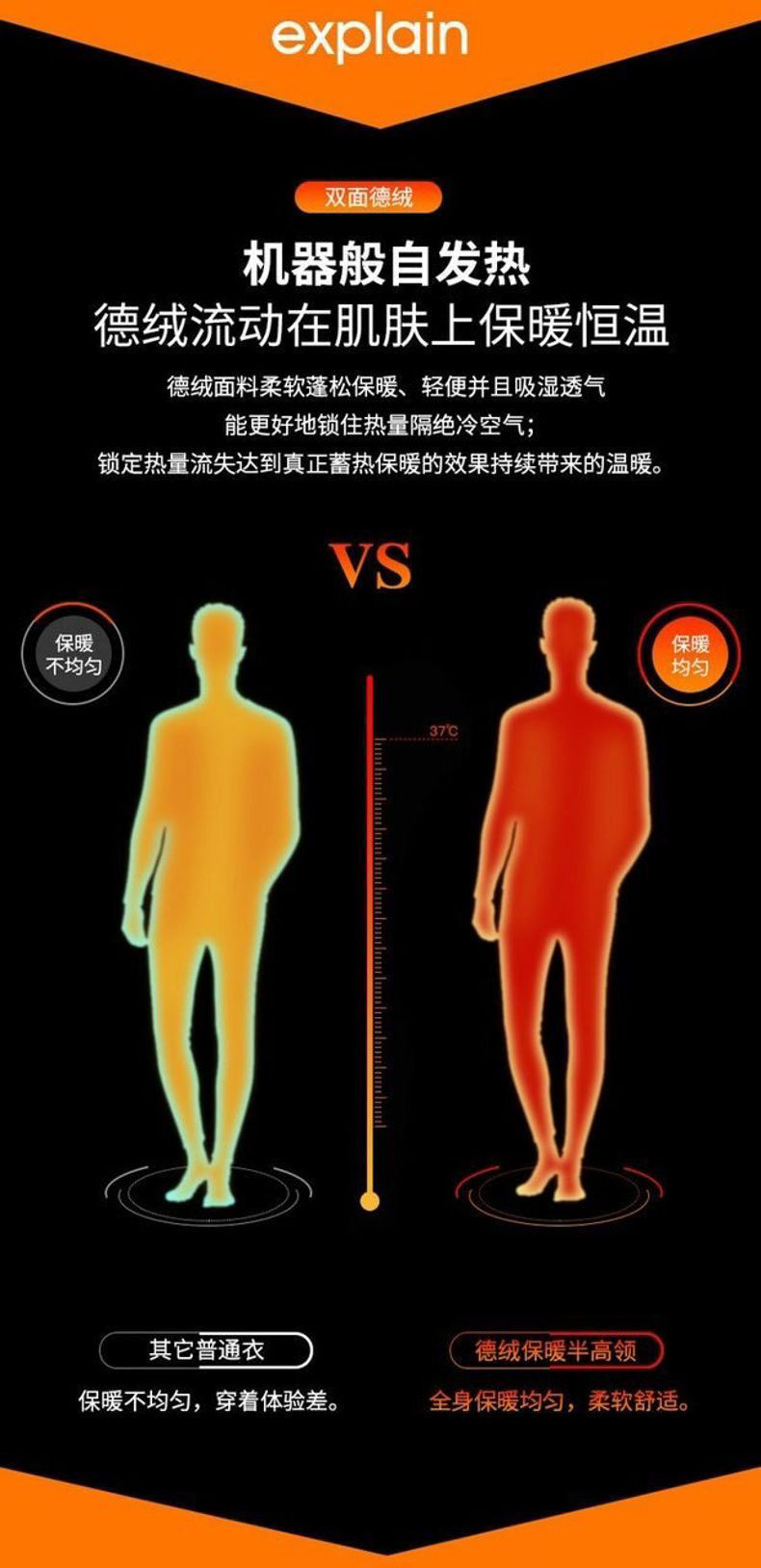 秋冬季打底衫男士长袖t恤半高领上衣服百搭青年保暖内衣双面德绒详情5