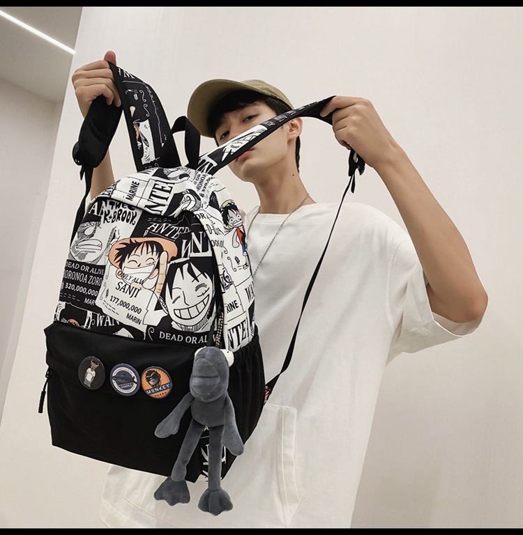 2023新款书包大容量时尚百搭双肩包初高中生情侣简约校园风双肩包详情22