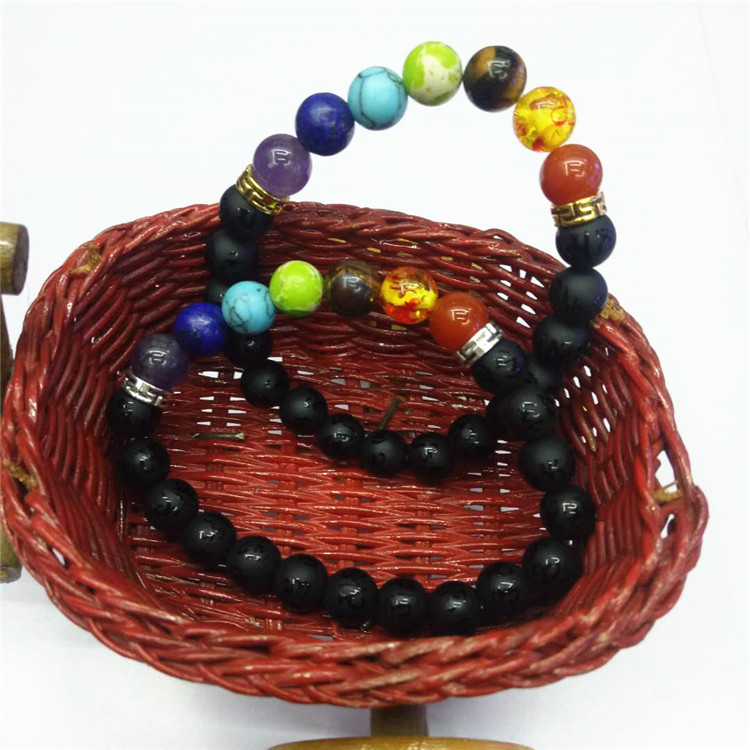 Guangshun Jewelry Seven-color Pearl Six-Character Mantra Bracelet Wholesale DIY Natural Stone Bracelet Wholesale Factory Direct Sales pic 2
