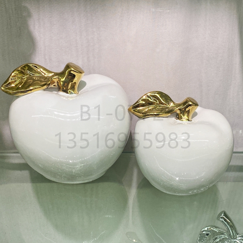 Apple gift ornaments, colored glaze ceramic fruit, red and white apple craft display set, pear decoration, office and home accessories, factory wholesale pic 19